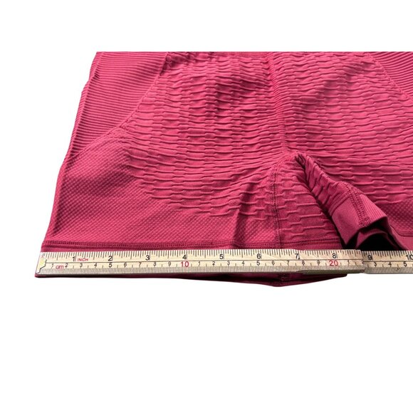 Womens High-Waisted Seamless Pink Workout Shorts - Picture 7 of 7
